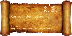 Karacs Bertalan névjegykártya